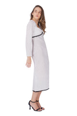 Ivory Lace-Trim Polka Midi Dress