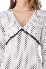 Ivory Lace-Trim Polka Midi Dress