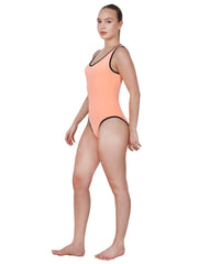 Edge Cut-Out Peach Contrast Trim Bodysuit