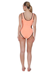 Edge Cut-Out Peach Contrast Trim Bodysuit