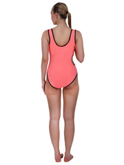 Edge Cut-Out Pink Contrast Trim Bodysuit