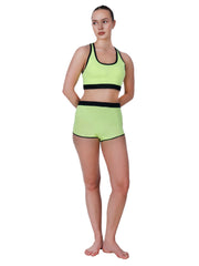 Step-Up Green Padded Sports Bra Set With Removable Cups