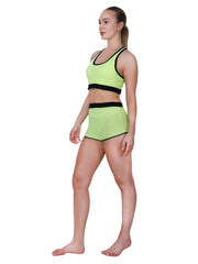 Step-Up Green Padded Sports Bra Set With Removable Cups