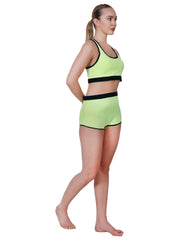 Step-Up Green Padded Sports Bra Set With Removable Cups