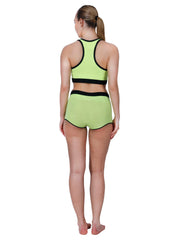 Step-Up Green Padded Sports Bra Set With Removable Cups