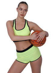 Step-Up Green Padded Sports Bra Set With Removable Cups