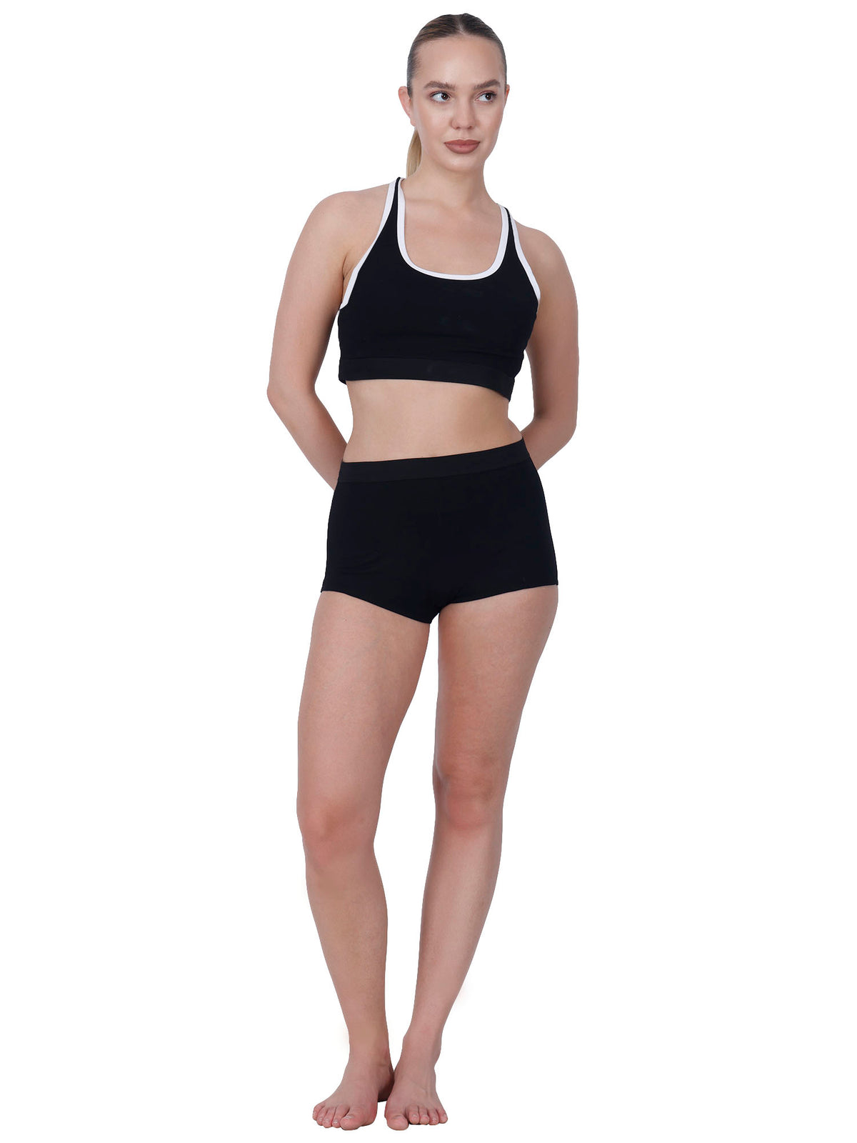 Step-Up Black Padded Sports Bra Set With Removable Cups