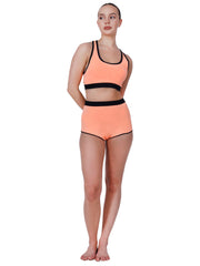 Step-Up Peach Padded Sports Bra Set With Removable Cups