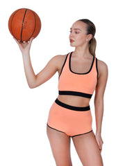 Step-Up Peach Padded Sports Bra Set With Removable Cups