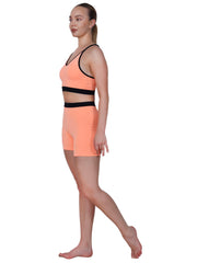 V-Neck Peach Padded Sports Bra Set With Removable Cups