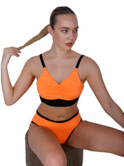 Orange Ruched Bra