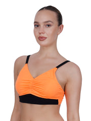 Orange Ruched Bra