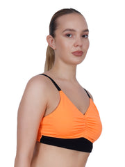 Orange Ruched Bra