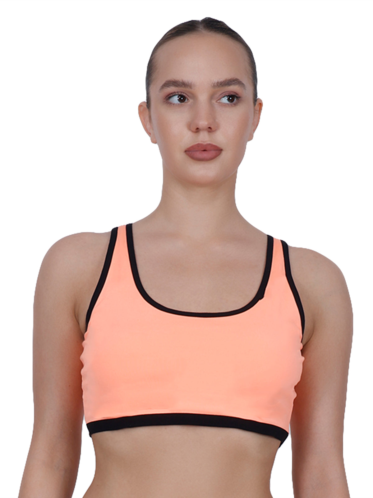 Power Up Neon Peach Padded Sports Bra With Removable Cups