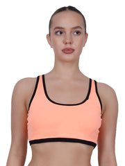 Power Up Neon Peach Padded Sports Bra With Removable Cups