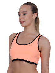 Power Up Neon Peach Padded Sports Bra With Removable Cups