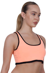 Power Up Neon Peach Padded Sports Bra With Removable Cups