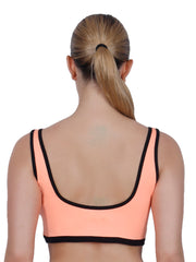 Power Up Neon Peach Padded Sports Bra With Removable Cups