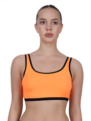 Power Up Neon Orange Padded Sports Bra With Removable Cups