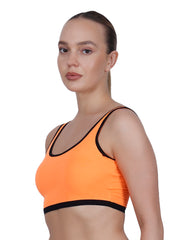 Power Up Neon Orange Padded Sports Bra With Removable Cups