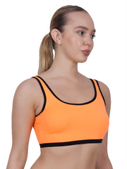 Power Up Neon Orange Padded Sports Bra With Removable Cups