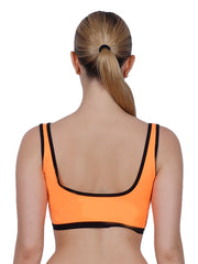 Power Up Neon Orange Padded Sports Bra With Removable Cups