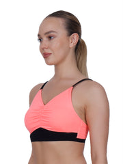 Neon Pink Ruched Bra