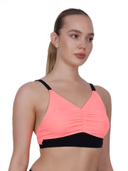 Neon Pink Ruched Bra