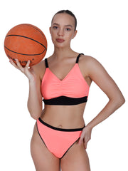 Neon Pink Ruched Bra