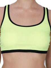 Power Up Neon Green Padded Sports Bra With Removable Cups