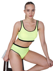 Power Up Neon Green Padded Sports Bra With Removable Cups