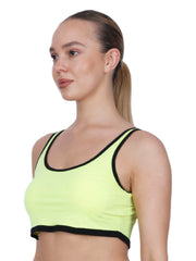 Power Up Neon Green Padded Sports Bra With Removable Cups