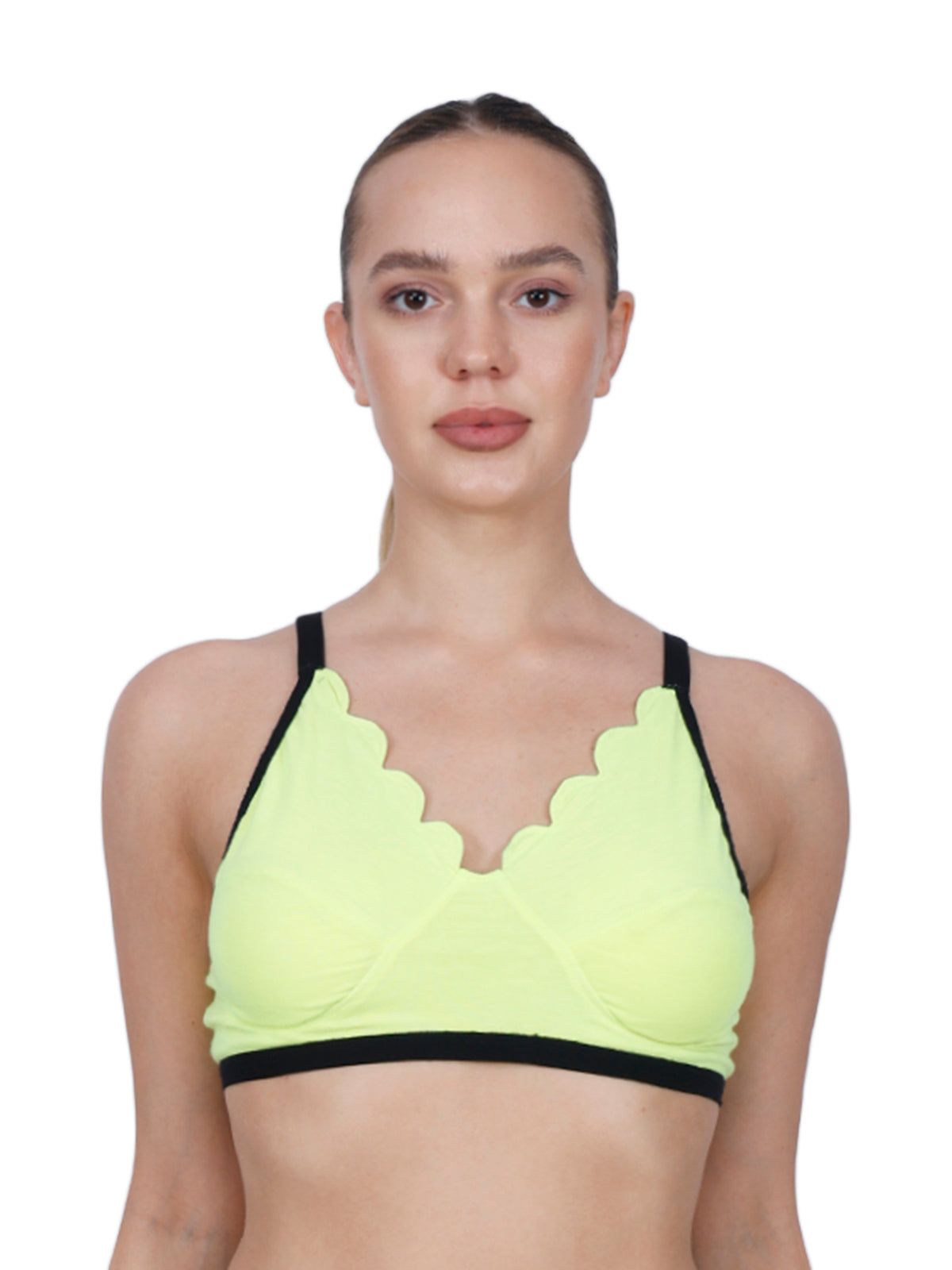 The Mesh Neon Green V-neck Bra