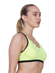 The Mesh Neon Green V-neck Bra