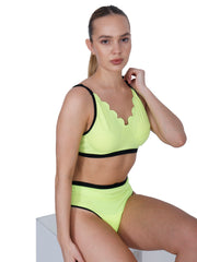 The Mesh Neon Green V-neck Bra