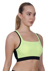 Ultimate Neon Green Padded Sports Bra With Removable Cups