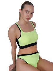 Ultimate Neon Green Padded Sports Bra With Removable Cups