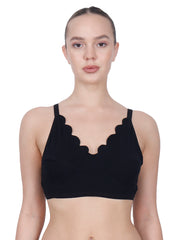 The Mesh Black V-neck Bra