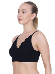 The Mesh Black V-neck Bra