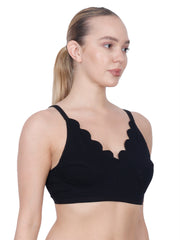 The Mesh Black V-neck Bra