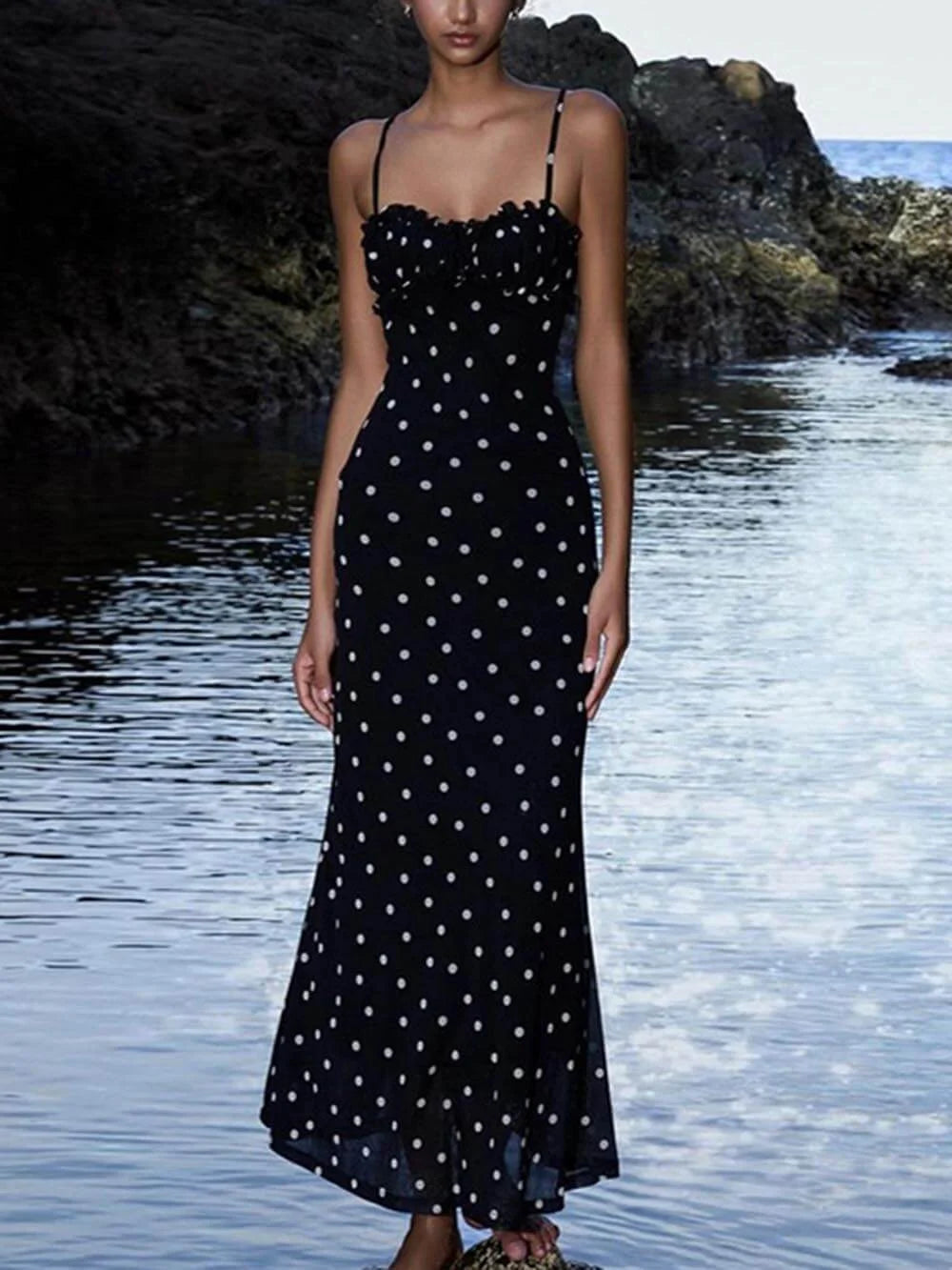 Noir Polka Maxi Dress