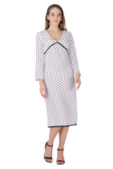Ivory big Polka Lace Midi Dress
