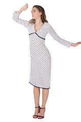 Ivory big Polka Lace Midi Dress