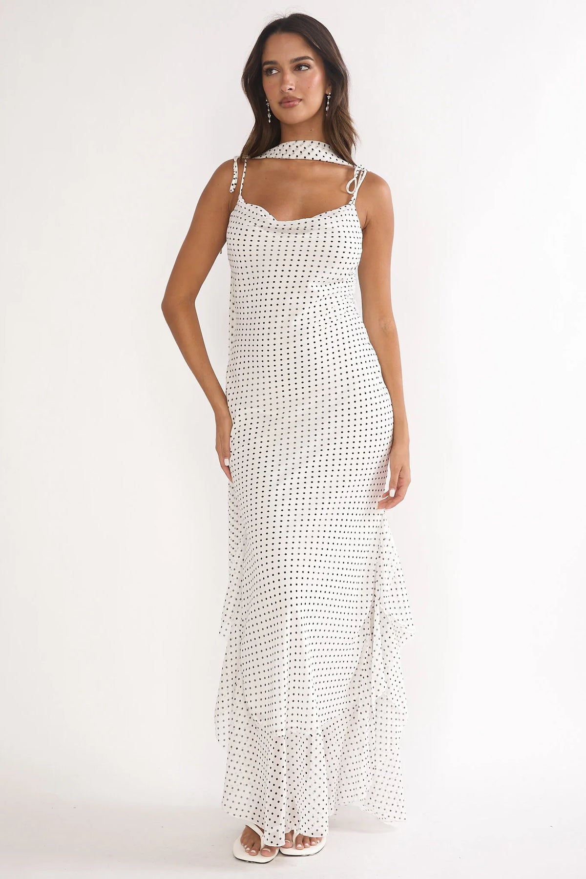 Isla Polka Dot Scarf Maxi Dress
