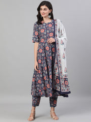 Ocean Bloom Floral Kurta Set