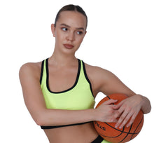 Step-Up Green Padded Sports  Bra With  Removable  Cups