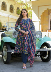 Midnight Bloom Cotton Suit Set