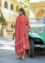 Crimson Charm Block Print Kurta Set