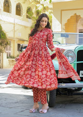 Crimson Charm Block Print Kurta Set