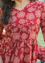 Crimson Charm Block Print Kurta Set